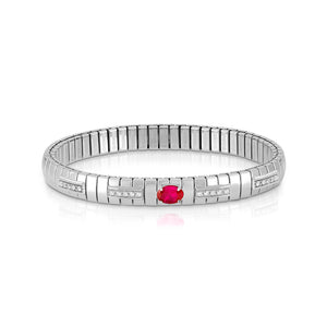 EXTENSION BRACELET 048011/005 STAINLESS STEEL WITH CZ, SILVER & LARGE OVAL RED CZ