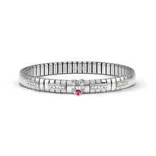 Load image into Gallery viewer, EXTENSION BRACELET 048114/048 STAINLESS STEEL RED &amp; WHITE CZ HORSESHOE

