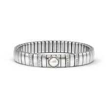 Load image into Gallery viewer, EXTENSION BRACELET 048115/019 STAINLESS STEEL WHITE CZ &amp; PEARL
