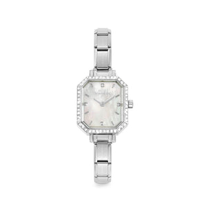 WATCH PARIS 076036/008 STAINLESS STEEL & RECTANGLE MOTHER OF PEARL DIAL