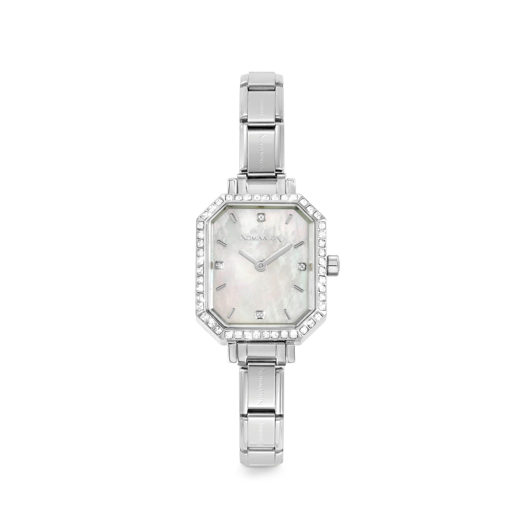 WATCH PARIS 076036/008 STAINLESS STEEL & RECTANGLE MOTHER OF PEARL DIAL