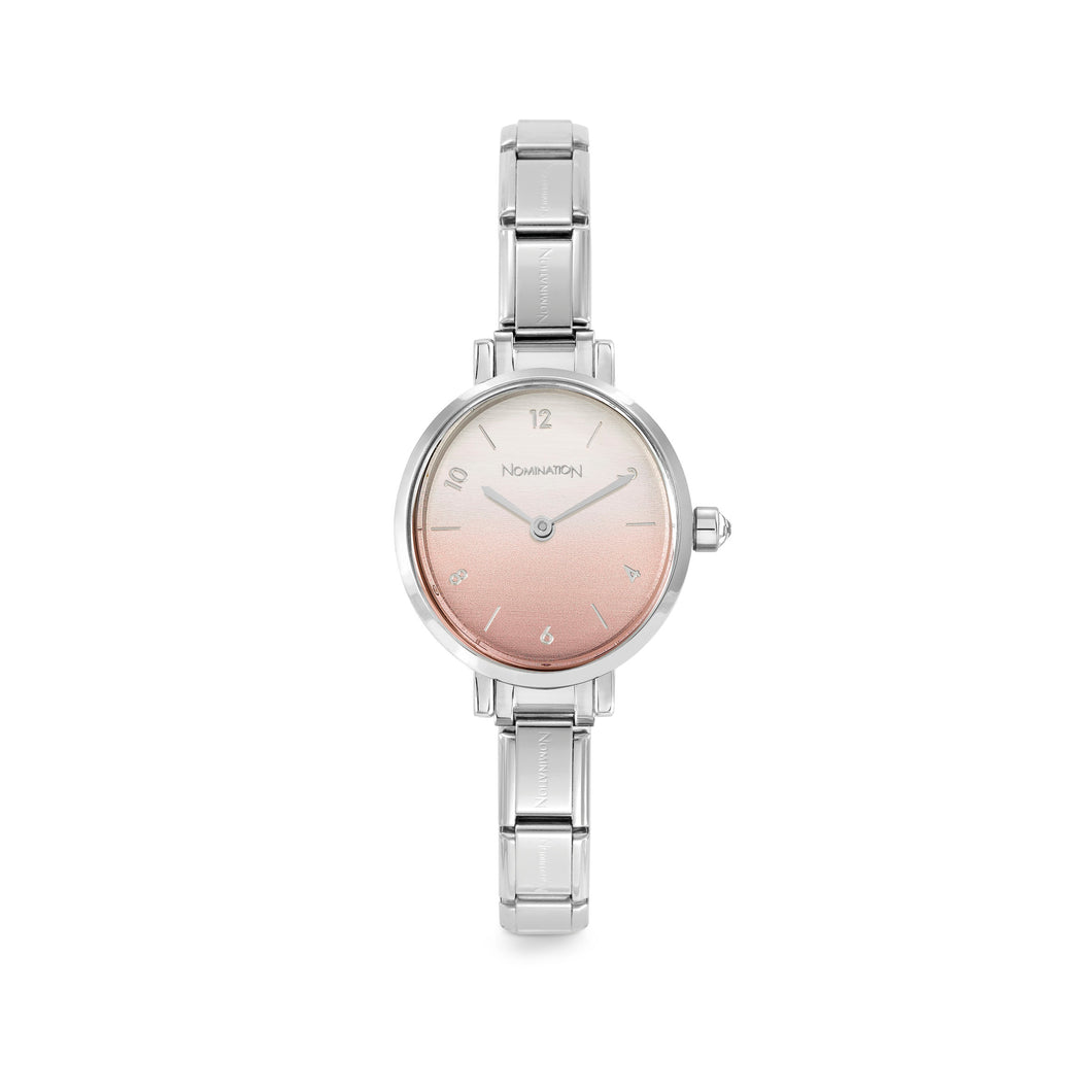 WATCH 076038/036 STAINLESS STEEL OVAL & PINK FADE DIAL