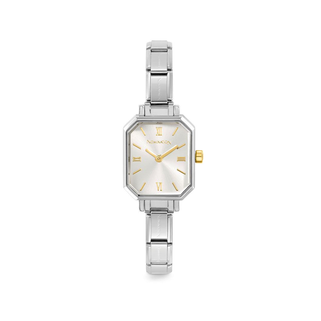 WATCH PARIS 076039/017 STAINLESS STEEL RECTANGLE & SILVER DIAL