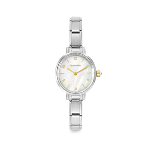 WATCH 076040/008 STAINLESS STEEL OVAL & WHITE MOTHER OF PEARL DIAL