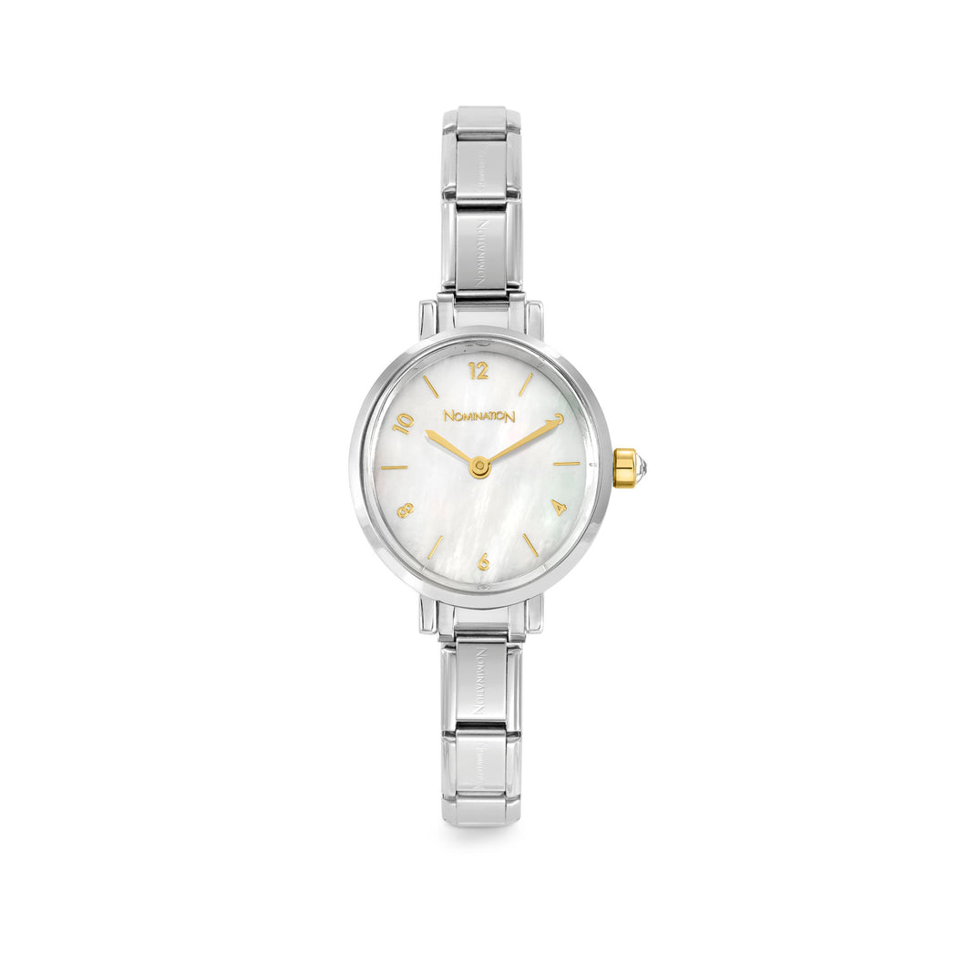 WATCH 076040/008 STAINLESS STEEL OVAL & WHITE MOTHER OF PEARL DIAL