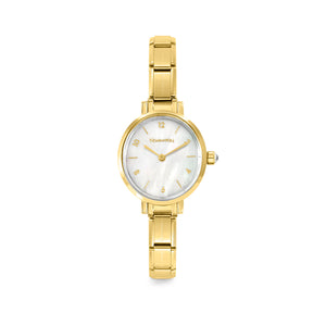 WATCH 076041/008 GOLD OVAL & WHITE MOTHER OF PEARL DIAL