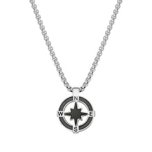 Load image into Gallery viewer, MANVISION STONES NECKLACE 133025/014 WIND ROSE BLACK PVD
