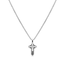 Load image into Gallery viewer, VIRTUS CODE NECKLACE 1330107/039 CROSS WITH BLACK DIAMONDS
