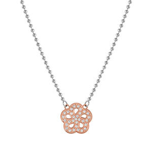 SOFFIO D'AMORE NECKLACE 134004/059 ROSE GOLD CZ FLOWER PENDANT