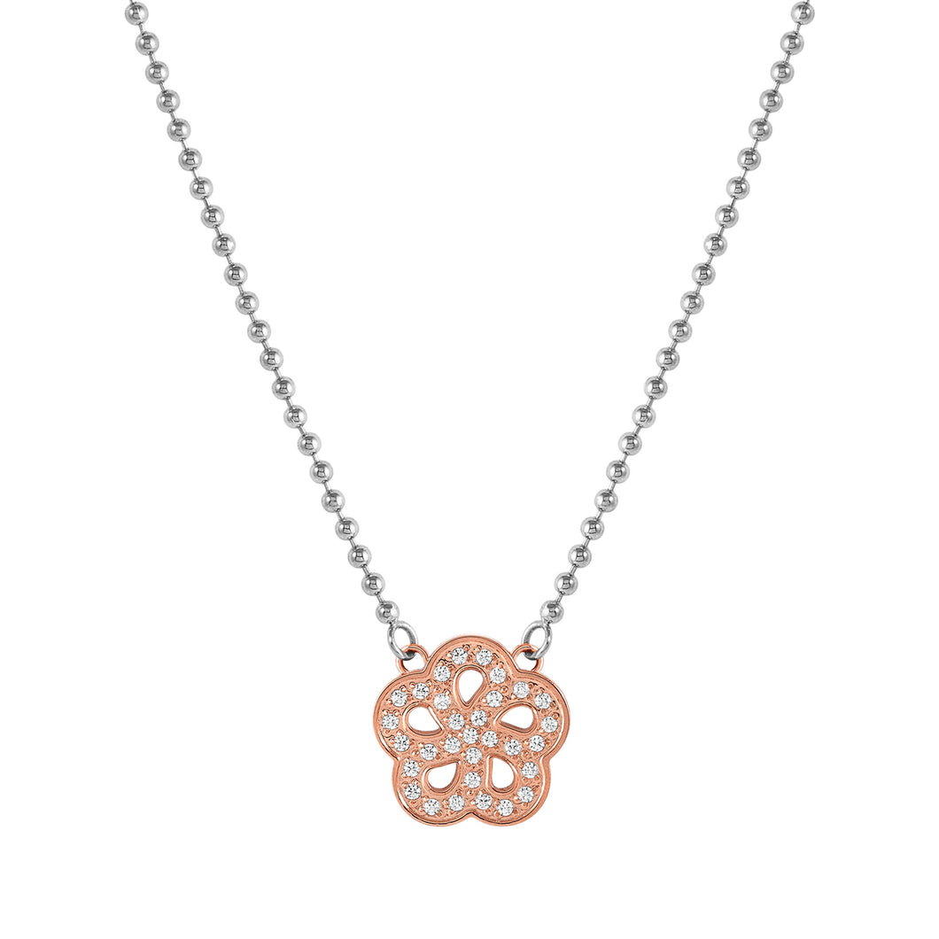 SOFFIO D'AMORE NECKLACE 134004/059 ROSE GOLD CZ FLOWER PENDANT