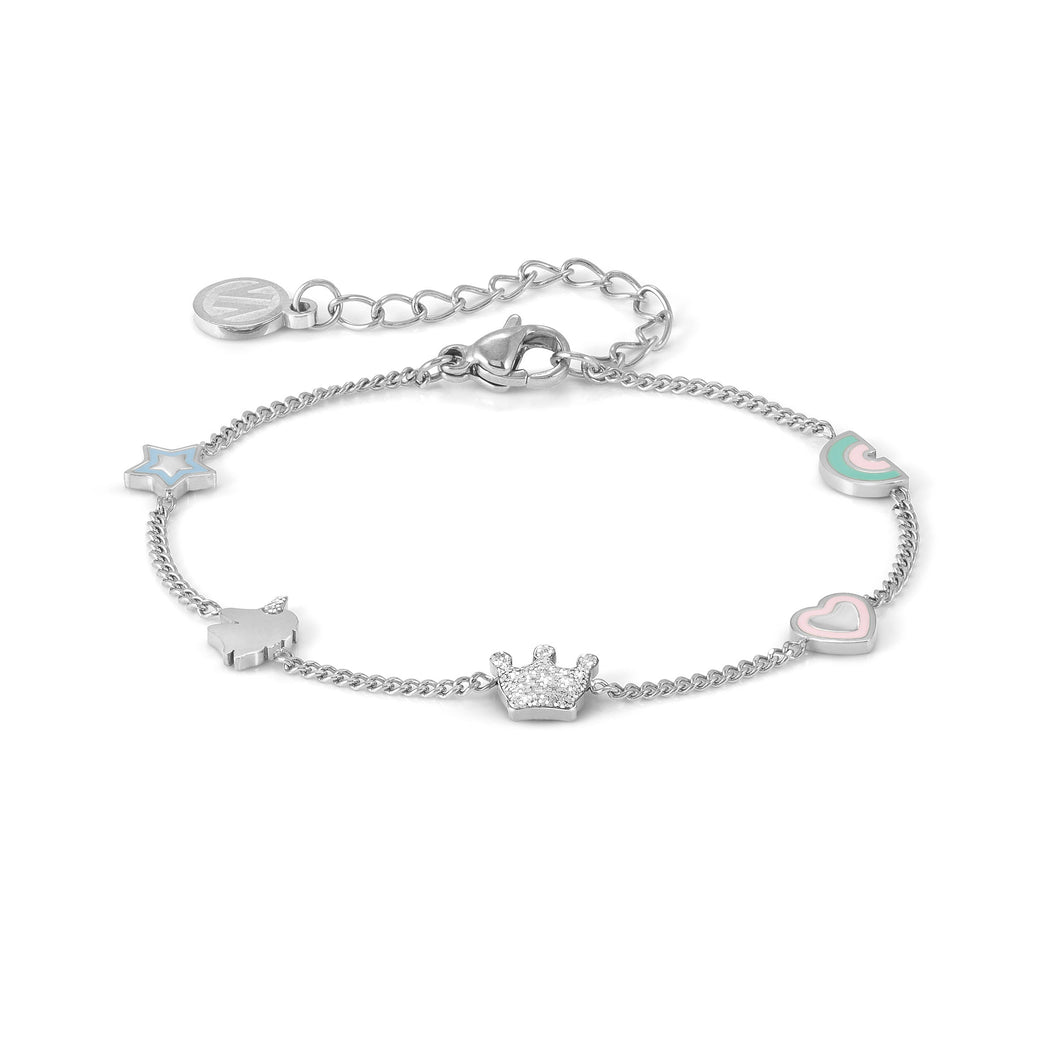 FAIRYICONS STAINLESS STEEL BRACELET 134101/050 MULTI SYMBOL WITH ENAMEL & CZ