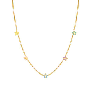 FAIRYICONS GOLD NECKLACE 134109/023 MULTI STAR WITH ENAMEL