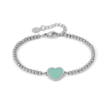 Load image into Gallery viewer, EMOSFERE STAINLESS STEEL BRACELET 134200/002 HEART WITH AQUA ENAMEL
