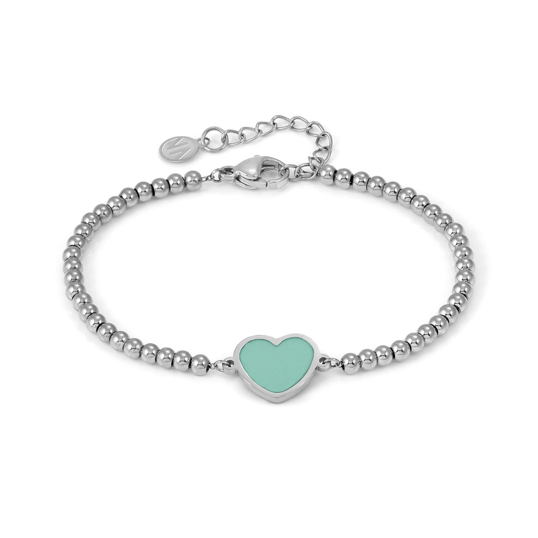 EMOSFERE STAINLESS STEEL BRACELET 134200/002 HEART WITH AQUA ENAMEL
