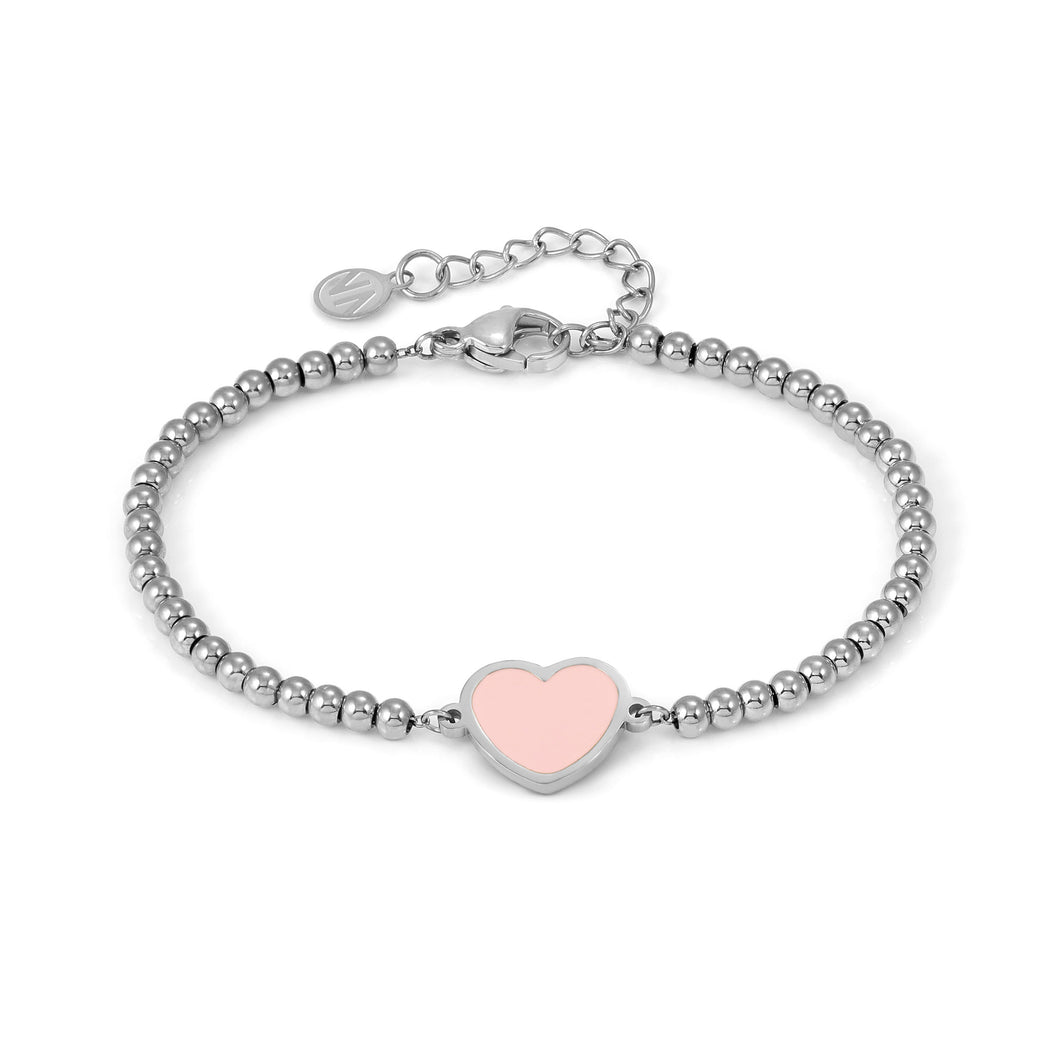 EMOSFERE STAINLESS STEEL BRACELET 134200/006 HEART WITH PINK ENAMEL