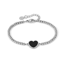 Load image into Gallery viewer, EMOSFERE STAINLESS STEEL BRACELET 134200/035 HEART WITH BLACK ENAMEL
