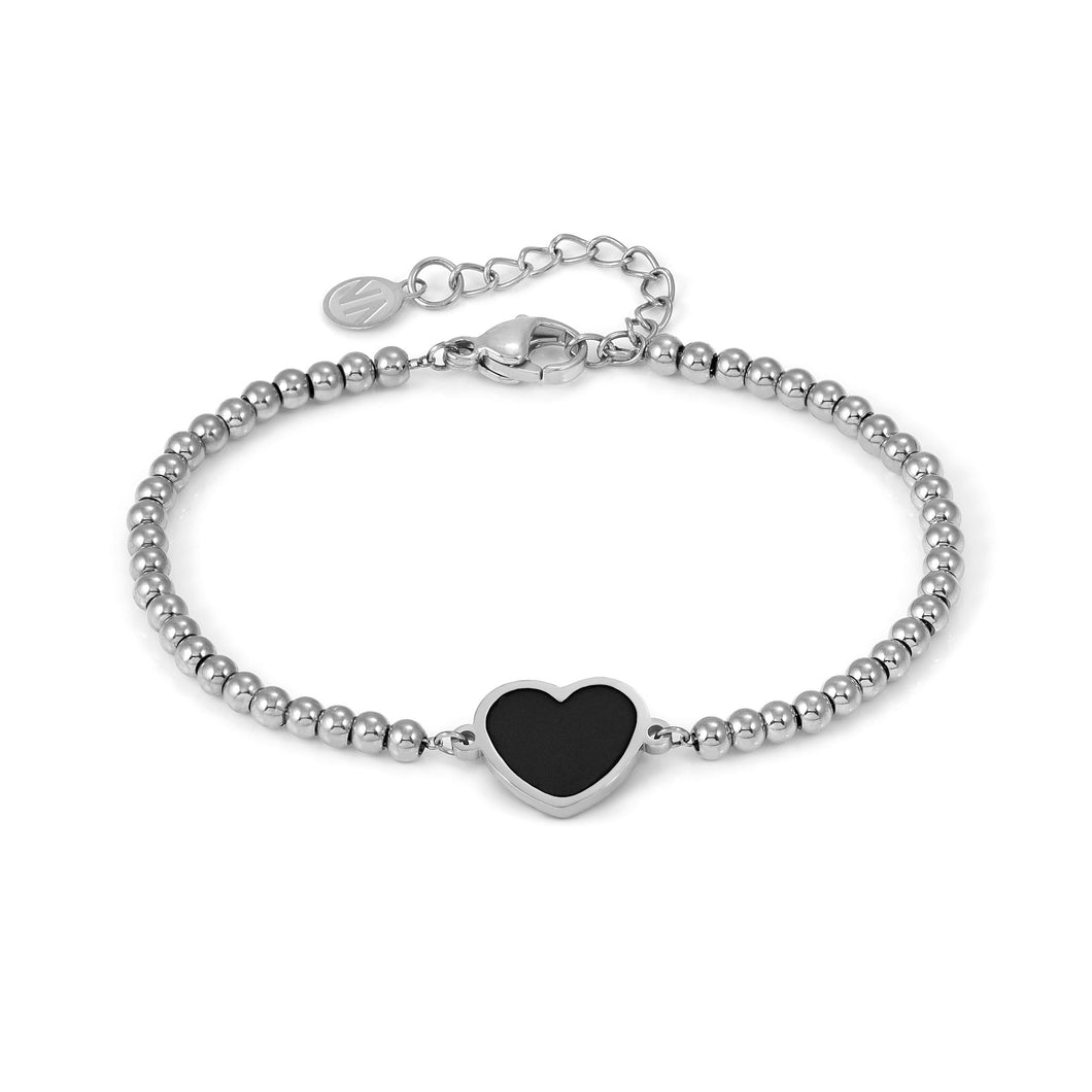 EMOSFERE STAINLESS STEEL BRACELET 134200/035 HEART WITH BLACK ENAMEL