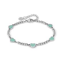 Load image into Gallery viewer, EMOSFERE STAINLESS STEEL BRACELET 134202/002 MULTI HEARTS WITH AQUA ENAMEL
