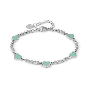EMOSFERE STAINLESS STEEL BRACELET 134202/002 MULTI HEARTS WITH AQUA ENAMEL