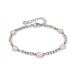 EMOSFERE STAINLESS STEEL BRACELET 134202/006 MULTI HEARTS WITH PINK ENAMEL