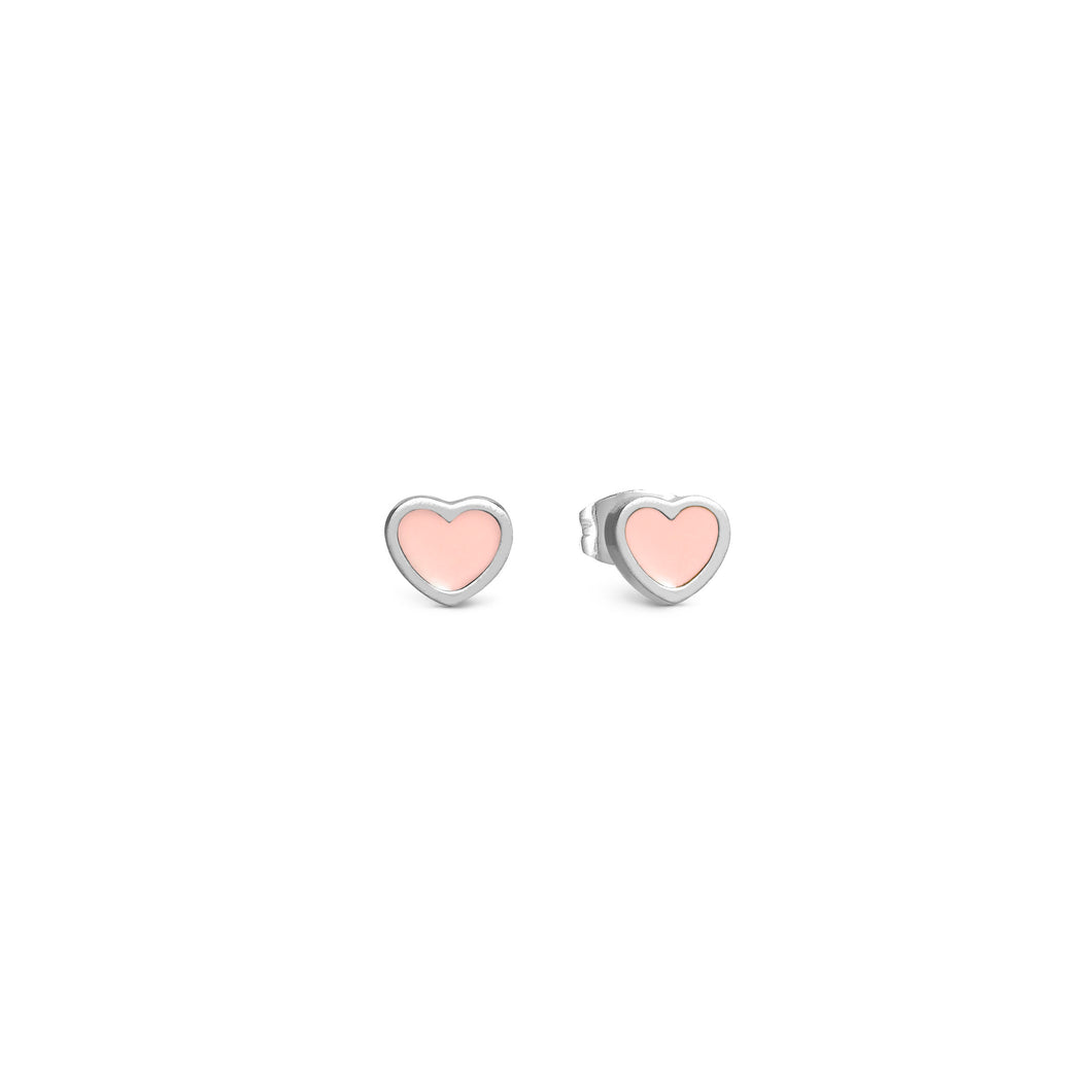 EMOSFERE STAINLESS STEEL EARRINGS 134208/006 HEARTS WITH PINK ENAMEL