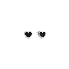Load image into Gallery viewer, EMOSFERE STAINLESS STEEL EARRINGS 134208/035 HEARTS WITH BLACK ENAMEL
