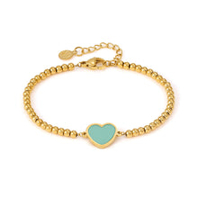 Load image into Gallery viewer, EMOSFERE GOLD BRACELET 134210/002 HEART WITH AQUA ENAMEL
