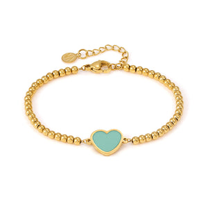 EMOSFERE GOLD BRACELET 134210/002 HEART WITH AQUA ENAMEL