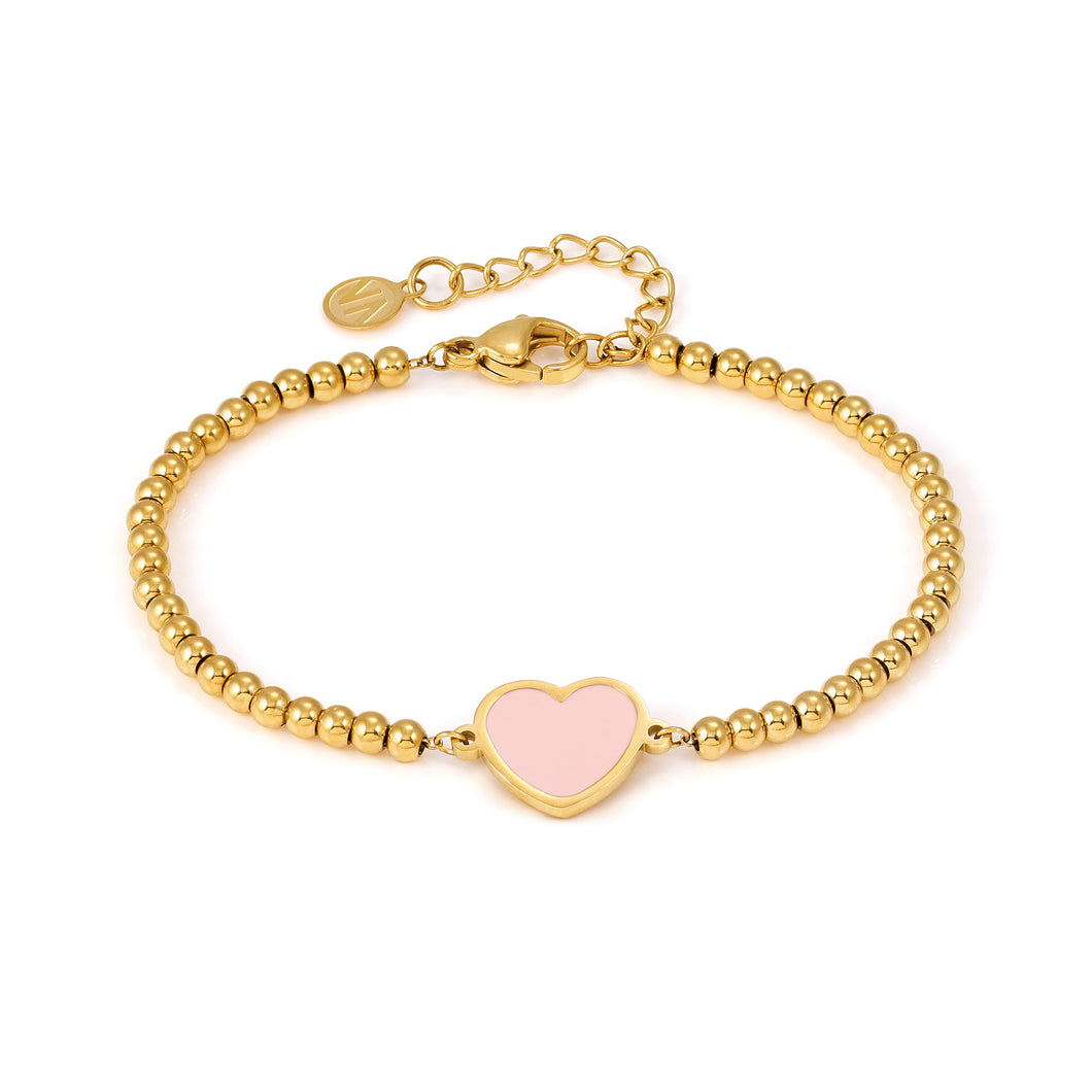 EMOSFERE GOLD BRACELET 134210/006 HEART WITH PINK ENAMEL