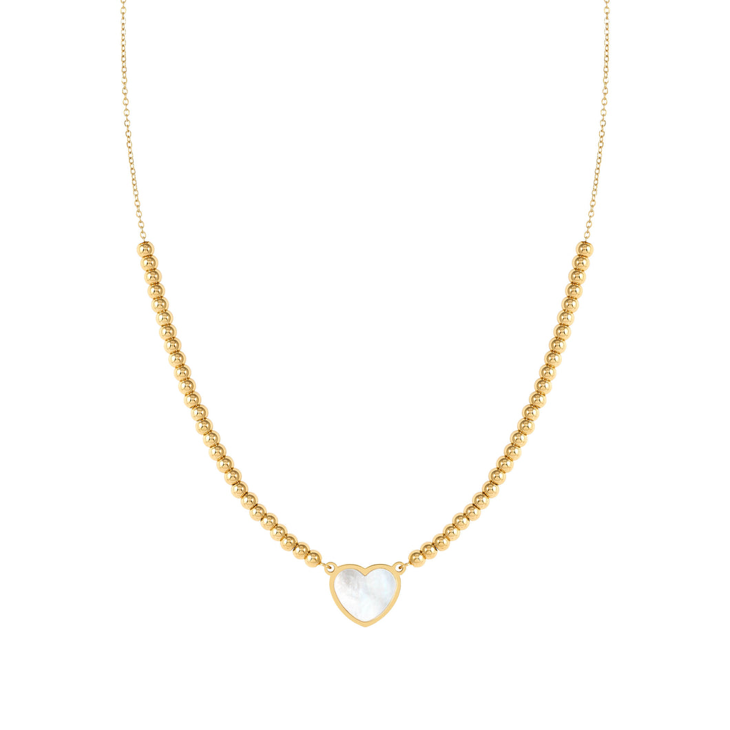 EMOSFERE GOLD NECKLACE 134215/036 HEART WITH M-O-P
