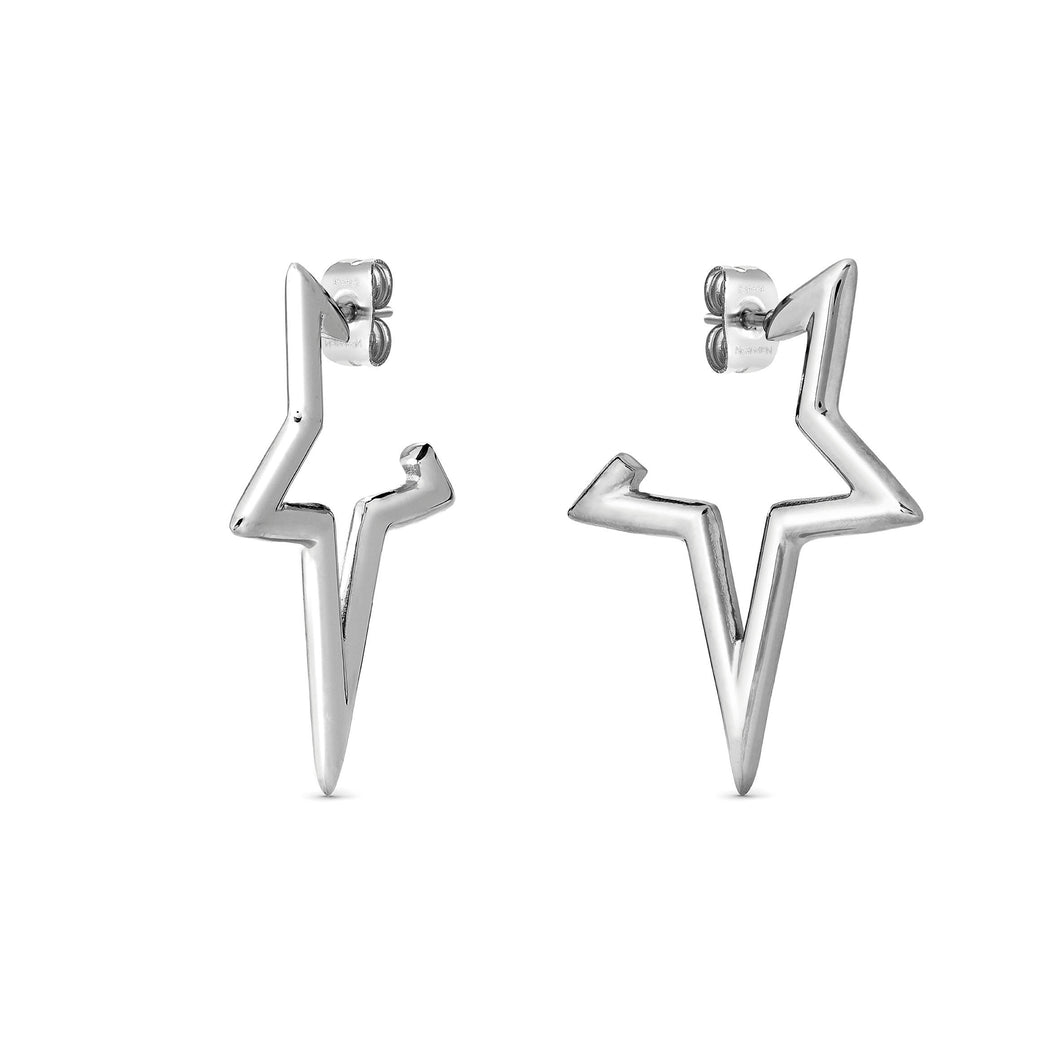 ECCLETTICA EARRING 134322/001 STAINLESS STEEL STAR HOOP