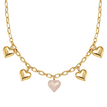 Load image into Gallery viewer, WEAR &amp; STYLE NECKLACE 134511/006 GOLDEN &amp; ENAMEL HEART PENDANTS
