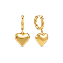 Load image into Gallery viewer, WEAR &amp; STYLE EARRINGS 134514/006 GOLDEN HEART PENDANTS
