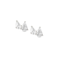 Load image into Gallery viewer, COLOUR WAVE MINI EARRINGS 149813/001 SILVER &amp; WHITE CZ STUDS
