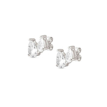 Load image into Gallery viewer, COLOUR WAVE MINI EARRINGS 149813/001 SILVER &amp; WHITE CZ STUDS
