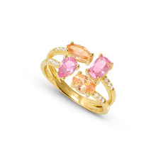 Load image into Gallery viewer, COLOUR WAVE RING 149850/012 GOLD PINK CHAMPAGNE CZ
