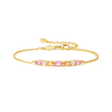 Load image into Gallery viewer, COLOUR WAVE BRACELET 149852/024 GOLD PINK CHAMPAGNE CZ ON CHAIN
