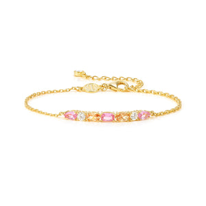 COLOUR WAVE BRACELET 149852/024 GOLD PINK CHAMPAGNE CZ ON CHAIN