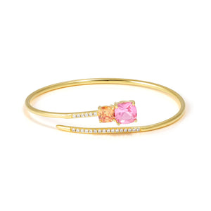 COLOUR WAVE BANGLE 149854/55/024 GOLD PINK CHAMPAGNE CZ