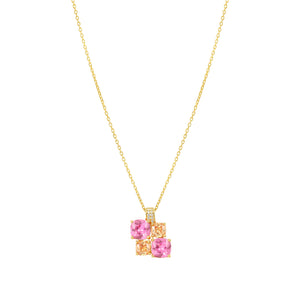 COLOUR WAVE NECKLACE 149856/024 GOLD PINK CHAMPAGNE CZ PENDANT