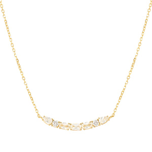 COLOUR WAVE NECKLACE 149857/020 GOLD WHITE CZ