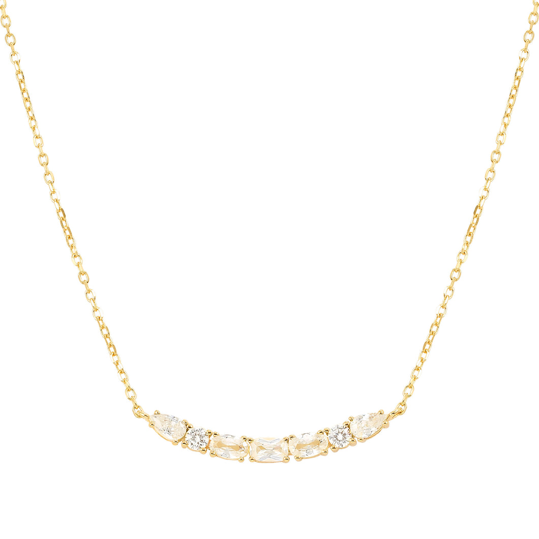COLOUR WAVE NECKLACE 149857/020 GOLD WHITE CZ
