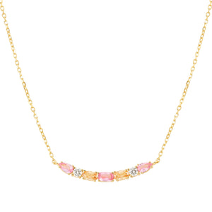 COLOUR WAVE NECKLACE 149857/024 GOLD PINK CHAMPAGNE CZ