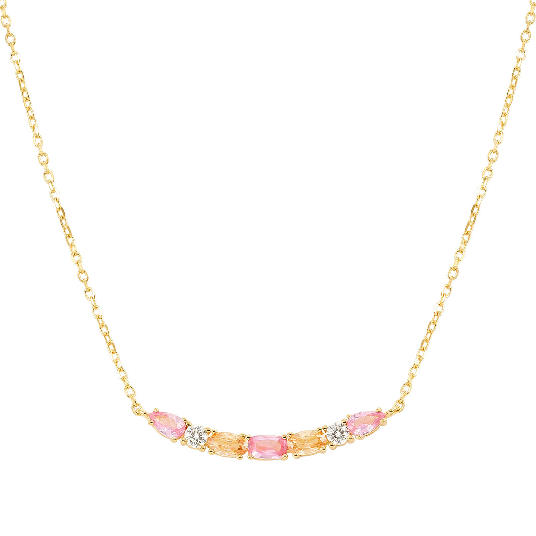 COLOUR WAVE NECKLACE 149857/024 GOLD PINK CHAMPAGNE CZ