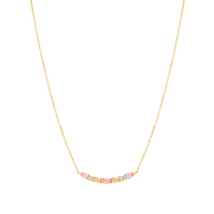 COLOUR WAVE NECKLACE 149857/024 GOLD PINK CHAMPAGNE CZ