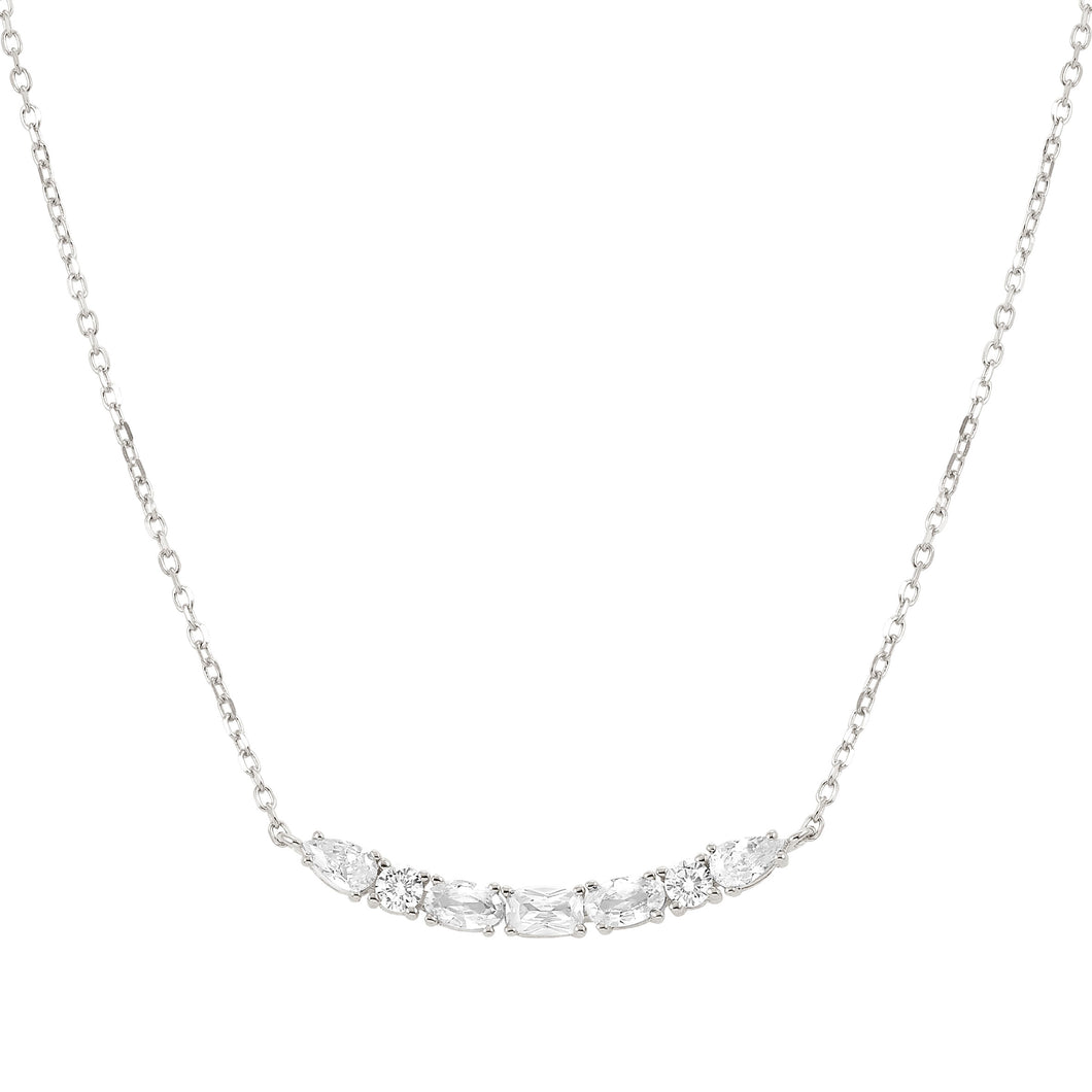 COLOUR WAVE NECKLACE 149857/031 STERLING SILVER WHITE CZ
