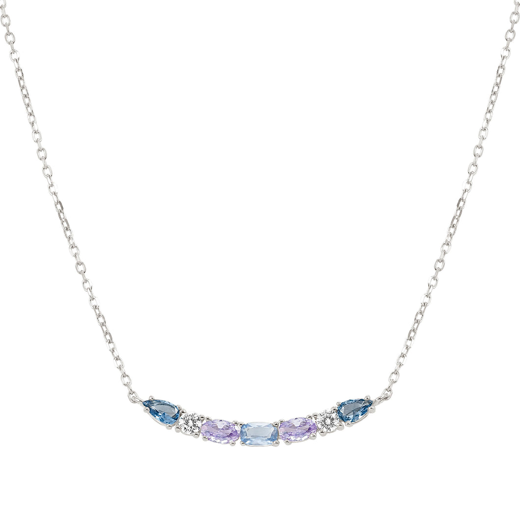 COLOUR WAVE NECKLACE 149857/061 STERLING SILVER SOFT LAVENDER CZ