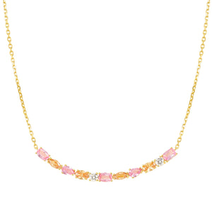 COLOUR WAVE LARGE NECKLACE 149858/024 GOLD PINK CHAMPAGNE CZ