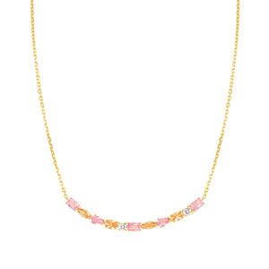 COLOUR WAVE LARGE NECKLACE 149858/024 GOLD PINK CHAMPAGNE CZ