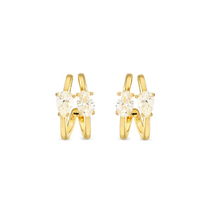 COLOUR WAVE EARRINGS 149859/020 GOLD WHITE CZ